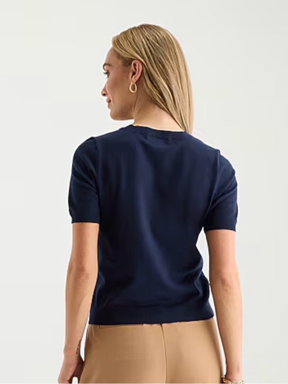Liz Claiborne Navy Short-Sleeve Crewneck Knit Top - Picture 3 of 5